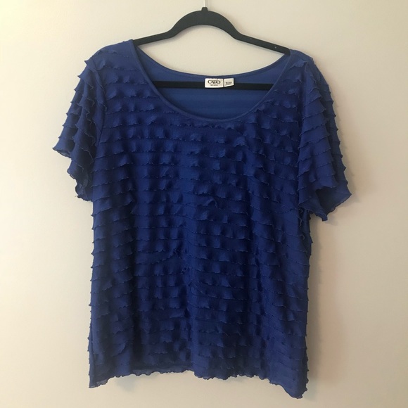 CATO Blue Ruffle Blouse - Picture 1 of 4